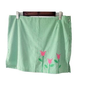 Kelly's Kids Green and White Gingham Check Skirt with Tulips Women's Size 12